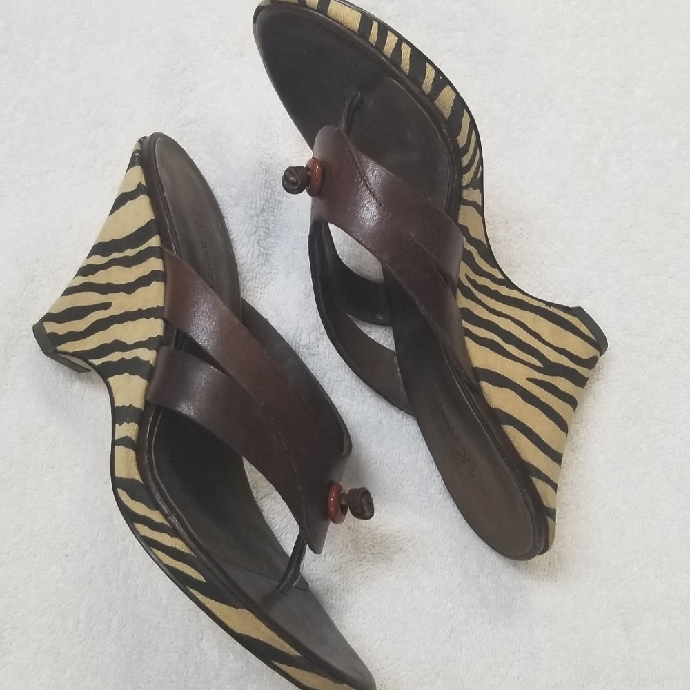 AK Anne Klein lather brown wedge sandals size 6